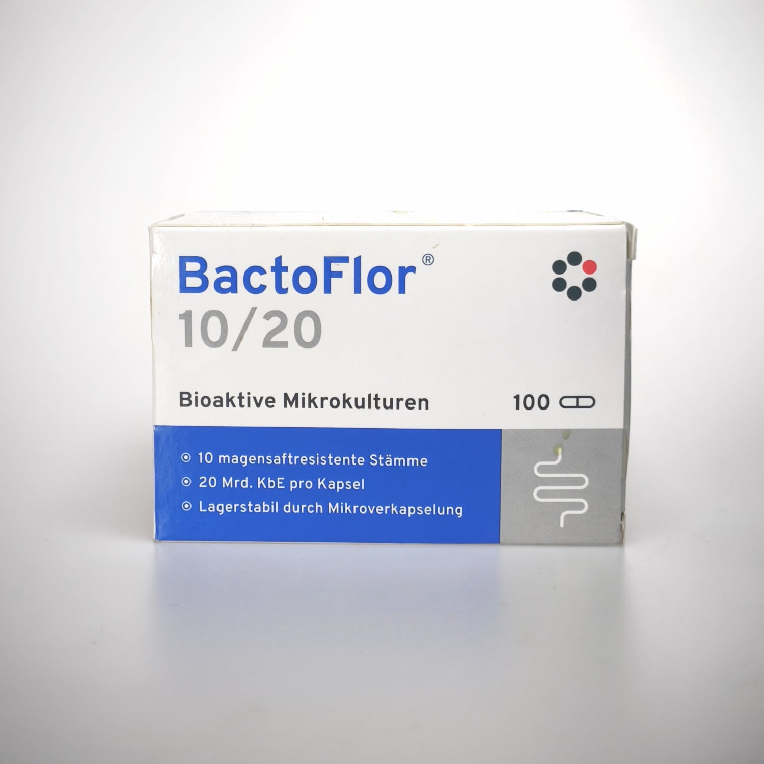 BactoFlor - Bioaktive Mikrokulturen - 10 magensaftrestistente Stämme - 100 Kapseln Nahrungsergänzung