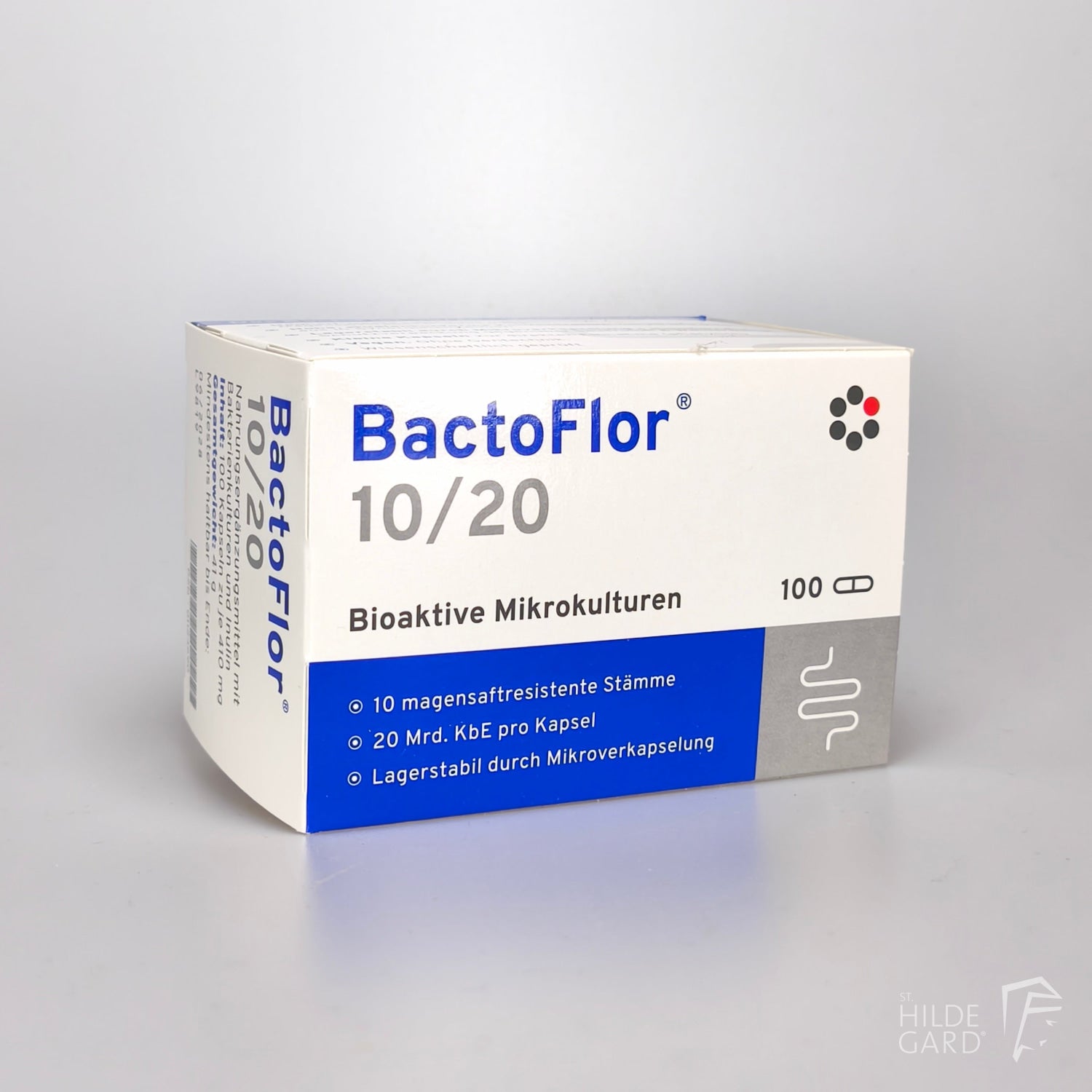 BactoFlor - Bioaktive Mikrokulturen - 10 magensaftrestistente Stämme - 100 Kapseln Nahrungsergänzung